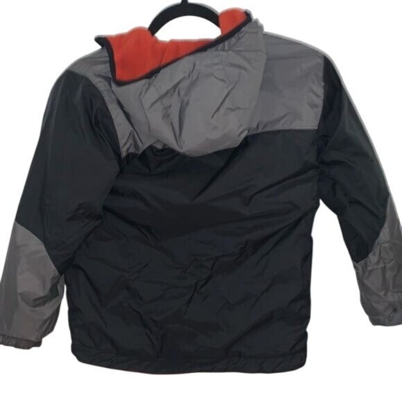 Columbia Youth Reversible Jacket Size 8 Black & Gray With Orange Fleece Liner Ho - Picture 4 of 8